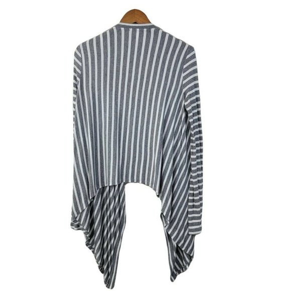 BCBG size XS Light Weight Cardigan Sweatshirt Open Front Drape Stripe grey - Picture 3 of 5